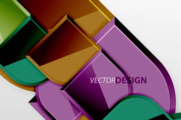 Cuadrados de vidrio brillante con elementos redondos de composición geométrica. Fondo geométrico abstracto con composición de efecto 3d para fondo de pantalla, Banner, Fondo, Tarjeta, Ilustración de libro, landing page — Vector de stock