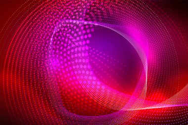 Soyut parçacıklar, dalga arkaplanı, neon hareket tekno tasarımı