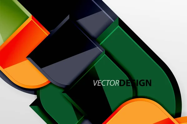 Cuadrados de vidrio brillante con elementos redondos de composición geométrica. Fondo geométrico abstracto con composición de efecto 3d para fondo de pantalla, Banner, Fondo, Tarjeta, Ilustración de libro, landing page — Vector de stock