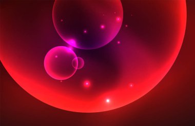 Işık efektleriyle şeffaf parlak parlak daireler. Duvar kağıdı, bayrak, arkaplan, kart, kitap illüstrasyonu, iniş sayfası için tekno fütüristik vektör soyut arkaplan