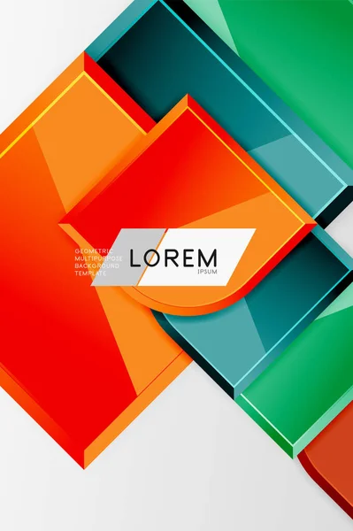 Glanzende glazen vierkanten met ronde elementen geometrische samenstelling. Abstracte geometrische achtergrond met 3D-effect compositie Voor Wallpaper, Banner, Achtergrond, Kaart, Boek Illustratie, landing page — Stockvector