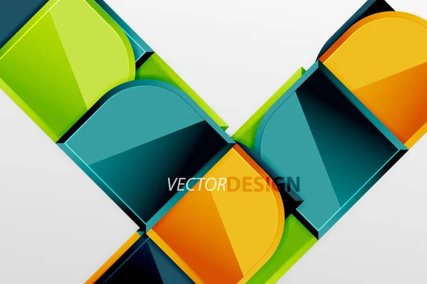 Cuadrados de vidrio brillante con elementos redondos de composición geométrica. Fondo geométrico abstracto con composición de efecto 3d para fondo de pantalla, Banner, Fondo, Tarjeta, Ilustración de libro, landing page — Vector de stock