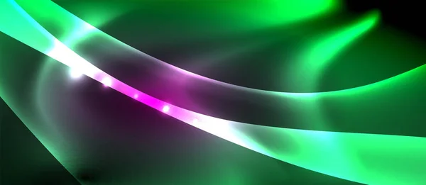 Abstract background. Shiny design neon waves with light effects, techno trendy design. Vector Illustration For Wallpaper, Banner, Background, Card, Book Illustration, landing page — 스톡 벡터