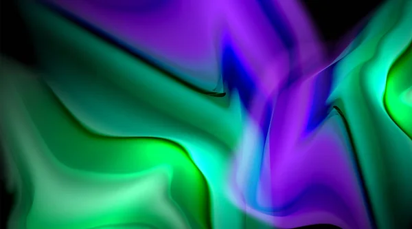 Flüssige Farben flüssige Farbverläufe auf schwarzem Hintergrund — Stockvektor