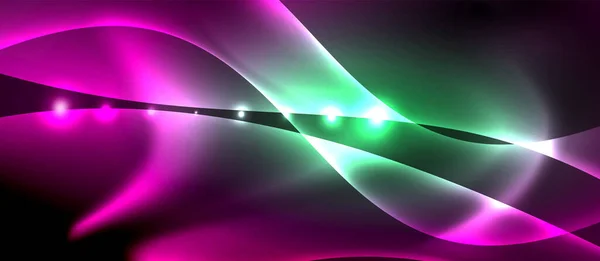 Abstract background. Shiny design neon waves with light effects, techno trendy design. Vector Illustration For Wallpaper, Banner, Background, Card, Book Illustration, landing page — 图库矢量图片