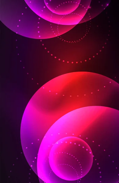 Neon brilhantes círculos brilhantes transparentes com efeitos de luz. Techno futurista vetor abstrato fundo Para papel de parede, Banner, Fundo, Cartão, Ilustração do livro, landing page — Vetor de Stock