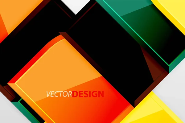 Cuadrados de vidrio brillante con elementos redondos de composición geométrica. Fondo geométrico abstracto con composición de efecto 3d para fondo de pantalla, Banner, Fondo, Tarjeta, Ilustración de libro, landing page — Vector de stock