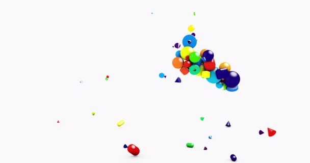 Sterrensymbool constructie van 3D geometrische objecten - bollen, kegels, kubussen en andere vormen. Abstract achtergrond 4k animatie motion graphics — Stockvideo