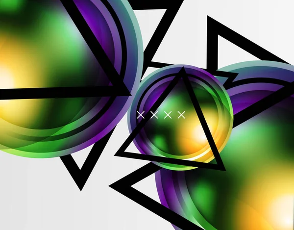 Fondo abstracto - burbujas de vidrio brillante, formas abstractas de esfera. Ilustración de vectores para fondos de pantalla, Banner, Fondo, Tarjeta, Ilustración de libros, landing page — Vector de stock