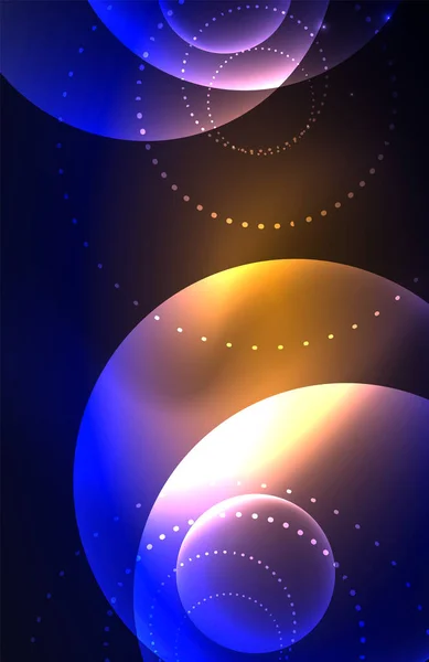 Néon brillant cercles lumineux transparents avec des effets de lumière. Techno fond abstrait vectoriel futuriste Pour Fond d'écran, Bannière, Fond, Carte, Illustration de livre, page de destination — Image vectorielle