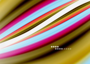 Dalga çizgileri soyut arkaplan, gökkuşağı tarzı renklerle düz ipek tasarım. Sıvı sıvı renk dalgaları. Vektör İllüstrasyonu