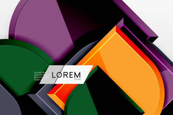 Glanzende glazen vierkanten met ronde elementen geometrische samenstelling. Abstracte geometrische achtergrond met 3D-effect compositie Voor Wallpaper, Banner, Achtergrond, Kaart, Boek Illustratie, landing page — Stockvector