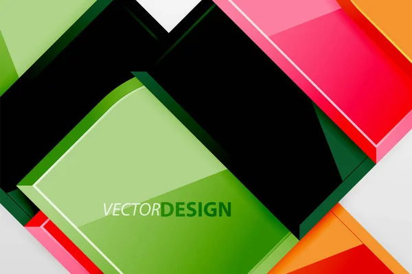 Cuadrados de vidrio brillante con elementos redondos de composición geométrica. Fondo geométrico abstracto con composición de efecto 3d para fondo de pantalla, Banner, Fondo, Tarjeta, Ilustración de libro, landing page — Vector de stock