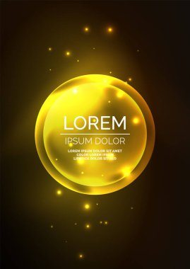 Parlayan neon parlak şeffaf kabarcıklar, cam daireler ya da biyo hücre konsepti. Duvar kağıdı, bayrak, arkaplan, kart, kitap illüstrasyonu, iniş sayfası için tekno fütüristik vektör soyut arkaplan