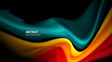 Siyah arkaplanda sıvı renk eğimleri