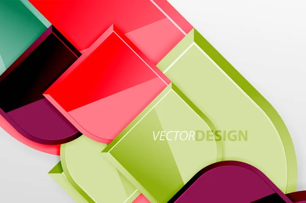 Cuadrados de vidrio brillante con elementos redondos de composición geométrica. Fondo geométrico abstracto con composición de efecto 3d para fondo de pantalla, Banner, Fondo, Tarjeta, Ilustración de libro, landing page — Vector de stock