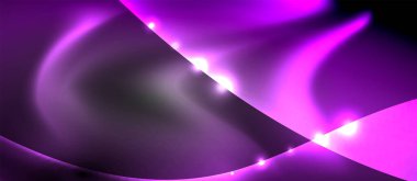 Abstract background. Shiny design neon waves with light effects, techno trendy design. Vector Illustration For Wallpaper, Banner, Background, Card, Book Illustration, landing page