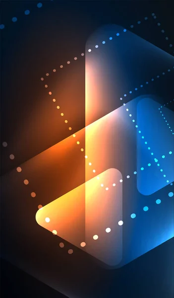 Brillante neón brillante formas geométricas abstractas transparentes con efectos de luz. Fondo abstracto del vector futurista de Techno para el fondo de pantalla, bandera, fondo, tarjeta, ilustración del libro, landing page — Vector de stock