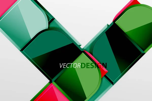 Cuadrados de vidrio brillante con elementos redondos de composición geométrica. Fondo geométrico abstracto con composición de efecto 3d para fondo de pantalla, Banner, Fondo, Tarjeta, Ilustración de libro, landing page — Vector de stock