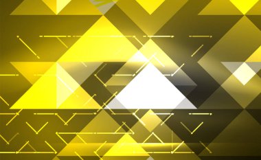 Abstract background, mosaic triangle pattern with transparent effects on glowing neon shiny backdrop. Vector Illustration For Wallpaper, Banner, Background, Card, Book Illustration, landing page