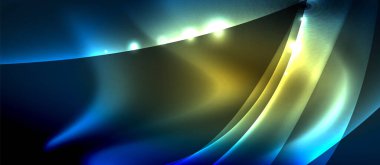 Abstract background. Shiny design neon waves with light effects, techno trendy design. Vector Illustration For Wallpaper, Banner, Background, Card, Book Illustration, landing page