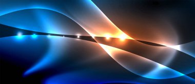Abstract background. Shiny design neon waves with light effects, techno trendy design. Vector Illustration For Wallpaper, Banner, Background, Card, Book Illustration, landing page