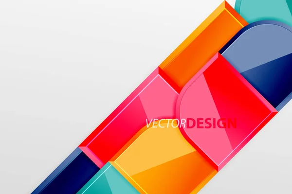 Cuadrados de vidrio brillante con elementos redondos de composición geométrica. Fondo geométrico abstracto con composición de efecto 3d para fondo de pantalla, Banner, Fondo, Tarjeta, Ilustración de libro, landing page — Vector de stock