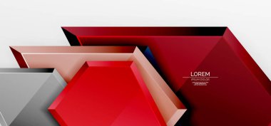 Metal parlak geometrik şekiller ve üç boyutlu efekt bileşimi. Duvar kağıdı, bayrak, arkaplan, kart, kitap illüstrasyonu, iniş sayfası için tekno fütüristik vektör soyut arkaplan