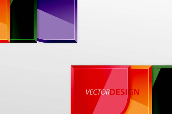 Cuadrados de vidrio brillante con elementos redondos de composición geométrica. Fondo geométrico abstracto con composición de efecto 3d para fondo de pantalla, Banner, Fondo, Tarjeta, Ilustración de libro, landing page — Vector de stock