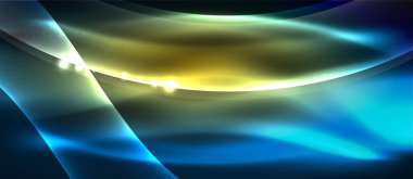 Abstract background. Shiny design neon waves with light effects, techno trendy design. Vector Illustration For Wallpaper, Banner, Background, Card, Book Illustration, landing page