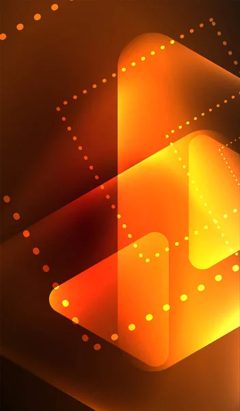 Gloeiende neon glanzende transparante abstracte geometrische vormen met lichteffecten. Techno futuristische vector abstracte achtergrond Voor Wallpaper, Banner, Achtergrond, Kaart, Boek Illustratie, landing page — Stockvector