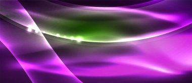Abstract background. Shiny design neon waves with light effects, techno trendy design. Vector Illustration For Wallpaper, Banner, Background, Card, Book Illustration, landing page