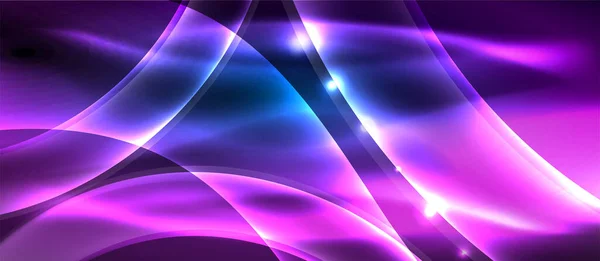 Abstract background. Shiny design neon waves with light effects, techno trendy design. Vector Illustration For Wallpaper, Banner, Background, Card, Book Illustration, landing page — Stock vektor