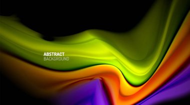 Siyah arkaplanda sıvı renk eğimleri