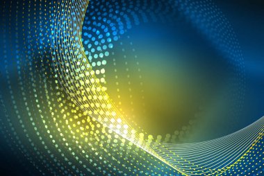 Soyut parçacıklar, dalga arkaplanı, neon hareket tekno tasarımı