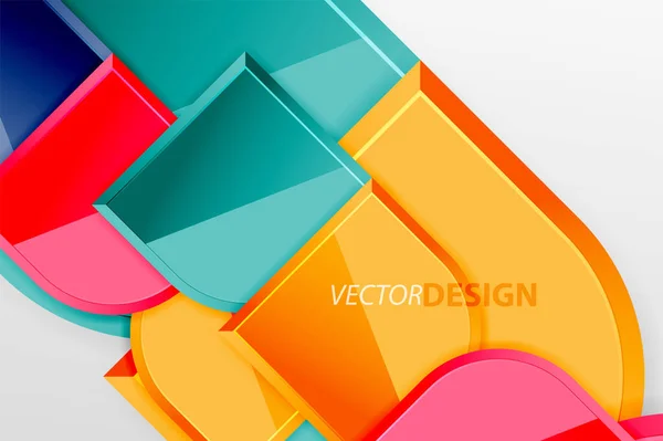 Quadrados de vidro brilhante com elementos redondos composição geométrica. Fundo geométrico abstrato com composição de efeito 3d para papel de parede, bandeira, fundo, cartão, ilustração do livro, landing page — Vetor de Stock