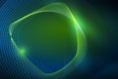 Soyut parçacıklar, dalga arkaplanı, neon hareket tekno tasarımı