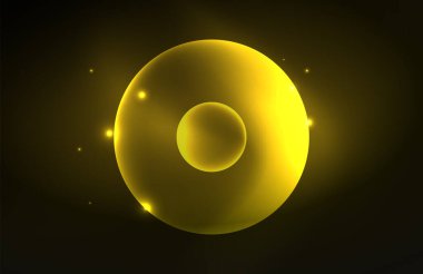 Işık efektleriyle şeffaf parlak parlak daireler. Duvar kağıdı, bayrak, arkaplan, kart, kitap illüstrasyonu, iniş sayfası için tekno fütüristik vektör soyut arkaplan