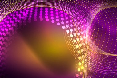 Soyut parçacıklar, dalga arkaplanı, neon hareket tekno tasarımı