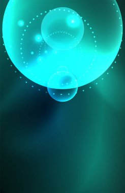 Işık efektleriyle şeffaf parlak parlak daireler. Duvar kağıdı, bayrak, arkaplan, kart, kitap illüstrasyonu, iniş sayfası için tekno fütüristik vektör soyut arkaplan