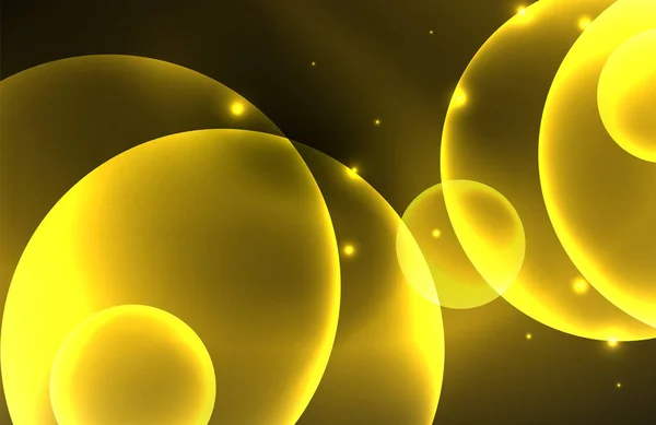Neon błyszczące przezroczyste świecące koła z efektami świetlnymi. Techno futurystyczny wektor abstrakcyjne tło Tapety, Baner, Tło, Karta, Ilustracja książki, strona lądowania — Wektor stockowy