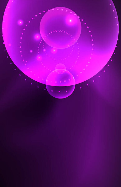 Neon shiny transparent glowing circles with light effects. Techno futuristic vector abstract background For Wallpaper, Banner, Background, Card, Book Illustration, landing page