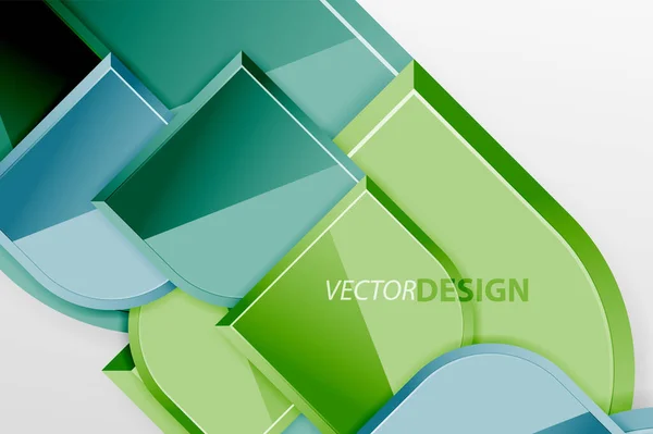 Glossy glass squares with round elements geometric composition. Abstract geometric background with 3d effect composition For Wallpaper, Banner, Background, Card, Book Illustration, landing page — Stock Vector