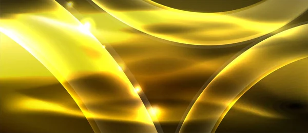 Abstraktní pozadí. Lesklé designové neonové vlny se světelnými efekty, techno trendy design. Vektorové ilustrace pro tapetu, nápis, pozadí, karta, ilustrace knihy, úvodní strana — Stockový vektor