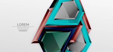 Metal parlak geometrik şekiller ve üç boyutlu efekt bileşimi. Duvar kağıdı, bayrak, arkaplan, kart, kitap illüstrasyonu, iniş sayfası için tekno fütüristik vektör soyut arkaplan