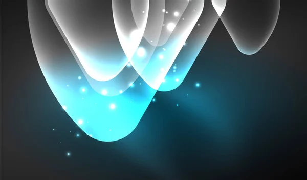 Brillante neón brillante formas geométricas abstractas transparentes con efectos de luz. Fondo abstracto del vector futurista de Techno para el fondo de pantalla, bandera, fondo, tarjeta, ilustración del libro, landing page — Vector de stock