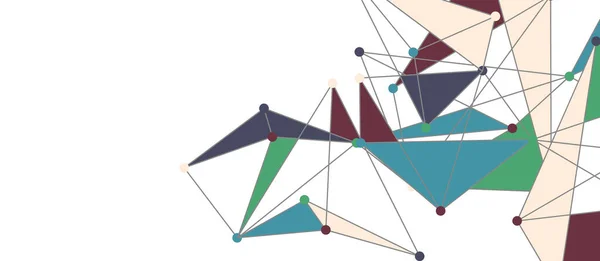 Conexões de pontos de linha, design de tecnologia triangular. Fundo geométrico abstrato —  Vetores de Stock