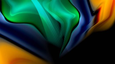 Siyah arkaplanda sıvı renk eğimleri