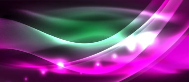Abstract background. Shiny design neon waves with light effects, techno trendy design. Vector Illustration For Wallpaper, Banner, Background, Card, Book Illustration, landing page