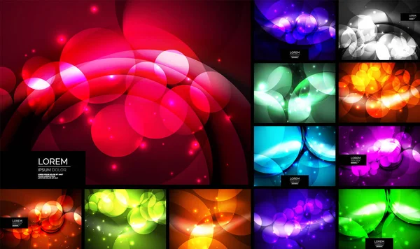 Ensemble de bulles néon milieux abstraits — Image vectorielle